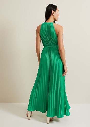 Phase Eight Brea Pleat Jumpsuit Green USA | 7308462-TA